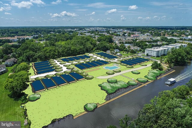 bird's eye view featuring a water view