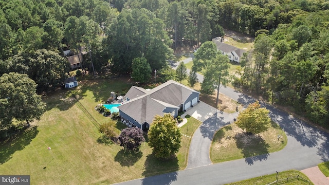 aerial view with a forest view