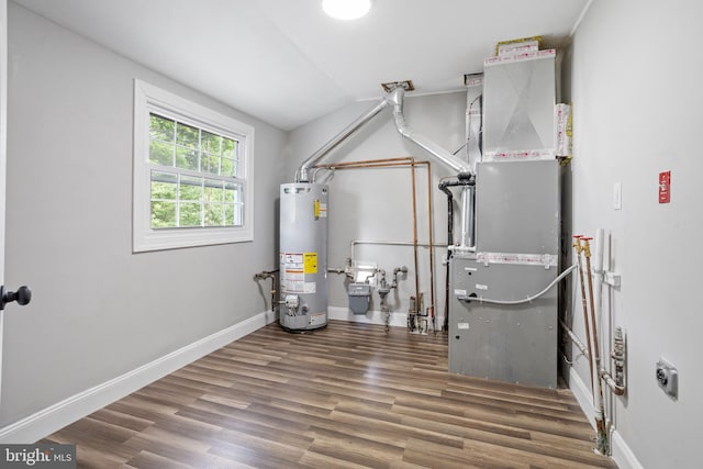 utilities with water heater and heating unit