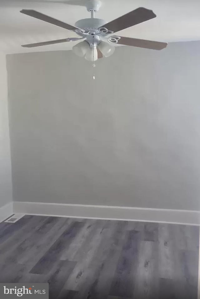 interior space featuring ceiling fan and hardwood / wood-style floors