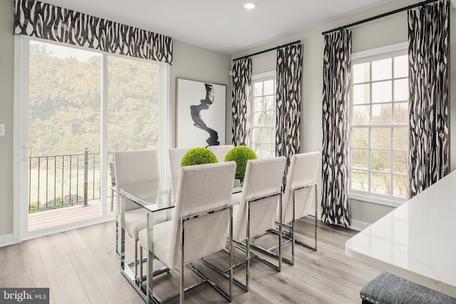 dining area featuring light hardwood / wood-style flooring