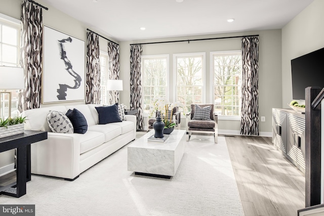 living room featuring light hardwood / wood-style floors