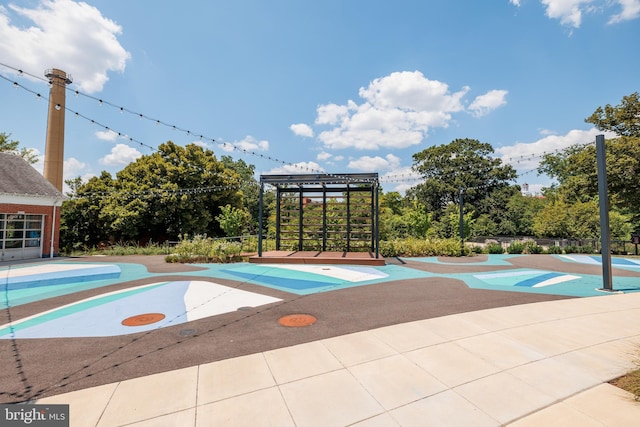 view of pool with a pergola and a patio area