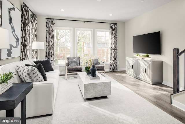 living room featuring light hardwood / wood-style floors