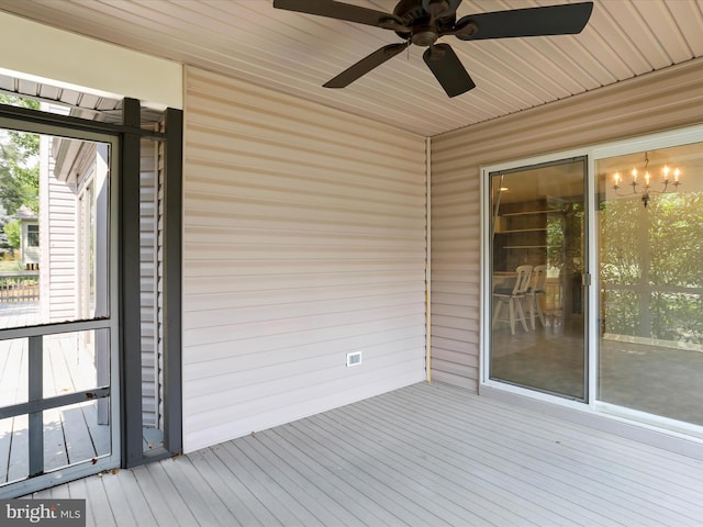 deck featuring ceiling fan