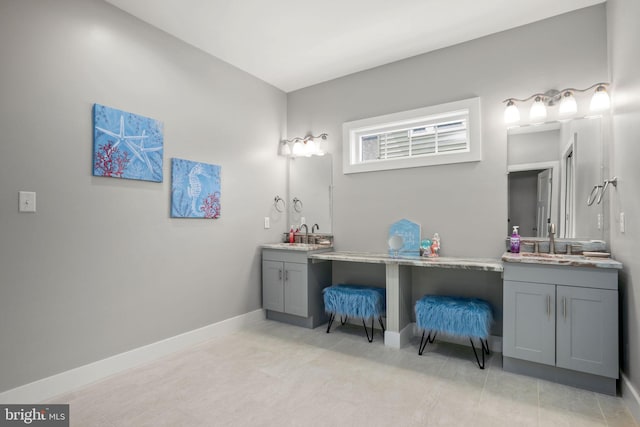 bathroom with vanity and tile patterned floors