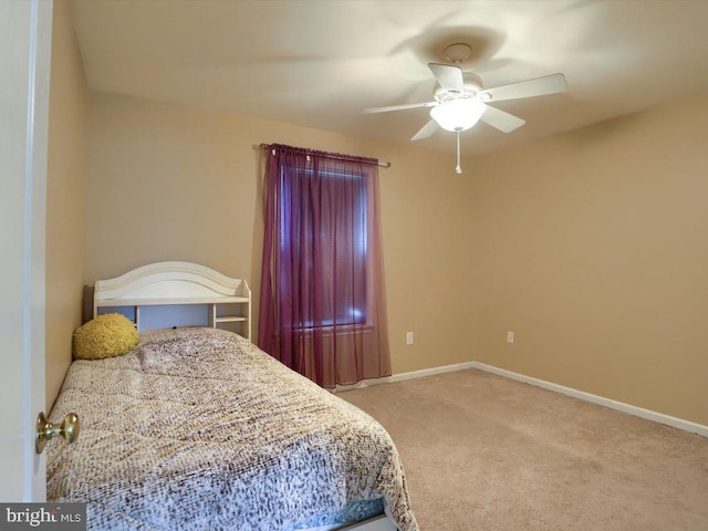 bedroom featuring carpet floors and ceiling fan