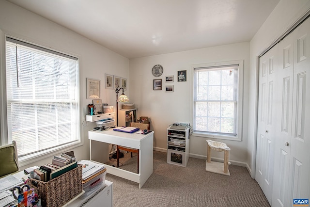 office with light colored carpet