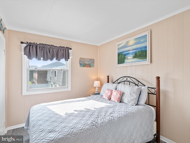 bedroom featuring ornamental molding