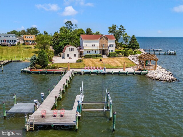 view of dock featuring a water view