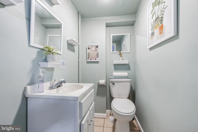 bathroom with tile patterned floors, toilet, and vanity