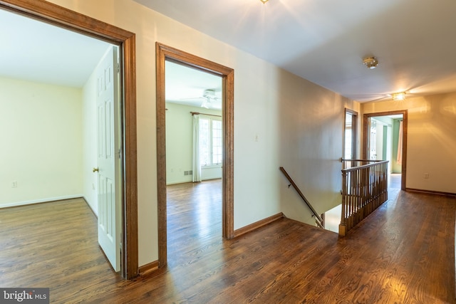 hallway featuring dark wood-type flooring