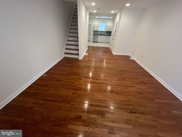 hall featuring dark hardwood / wood-style flooring