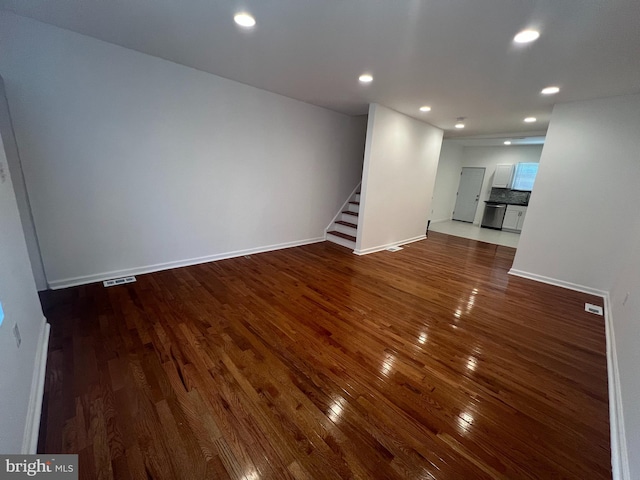 unfurnished living room featuring hardwood / wood-style floors