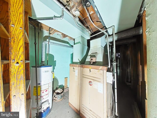 utility room with gas water heater