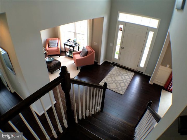 foyer entrance featuring dark hardwood / wood-style floors