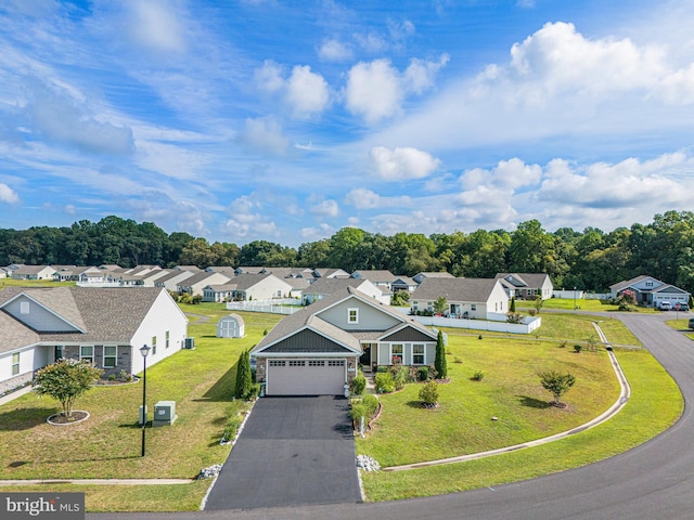 birds eye view of property with a residential view