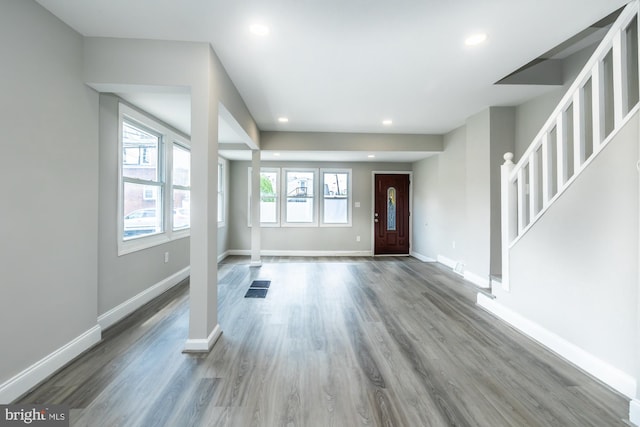 foyer featuring hardwood / wood-style floors