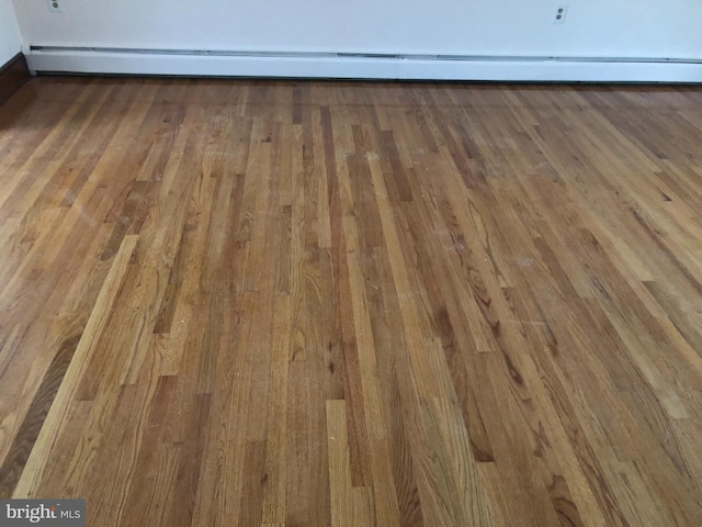 details featuring hardwood / wood-style floors and baseboard heating