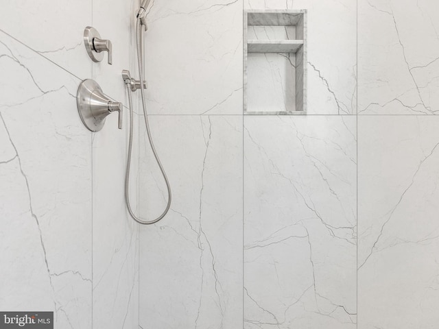 room details featuring a tile shower