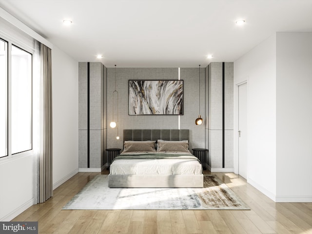 bedroom featuring light hardwood / wood-style floors