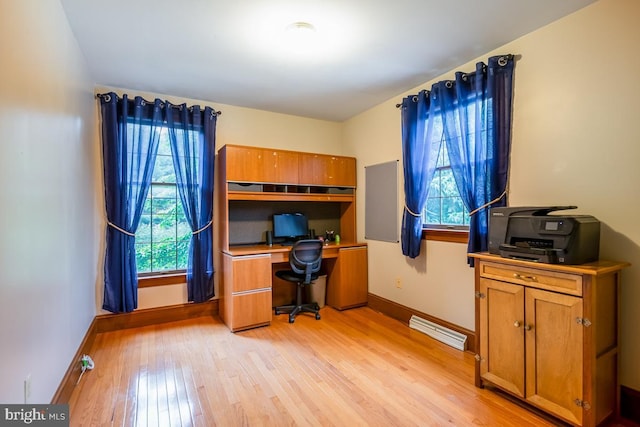 office space featuring light hardwood / wood-style floors