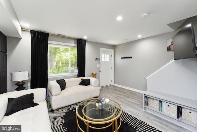 living room featuring light hardwood / wood-style floors