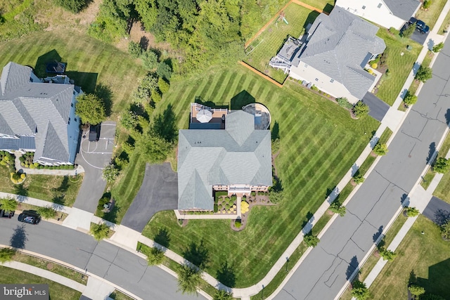 drone / aerial view with a residential view