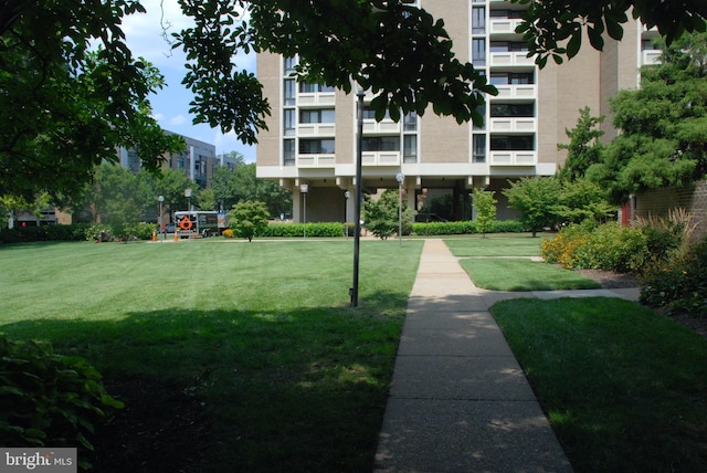 view of community featuring a yard