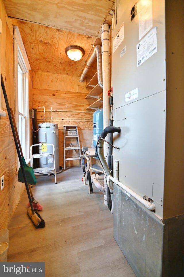 interior space featuring electric water heater