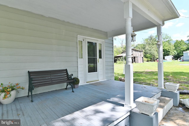 deck with a lawn