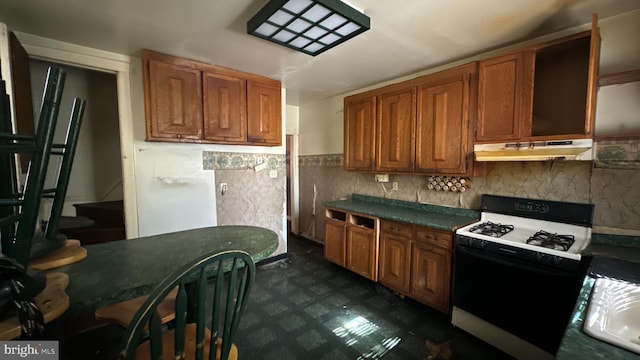 kitchen with white range oven