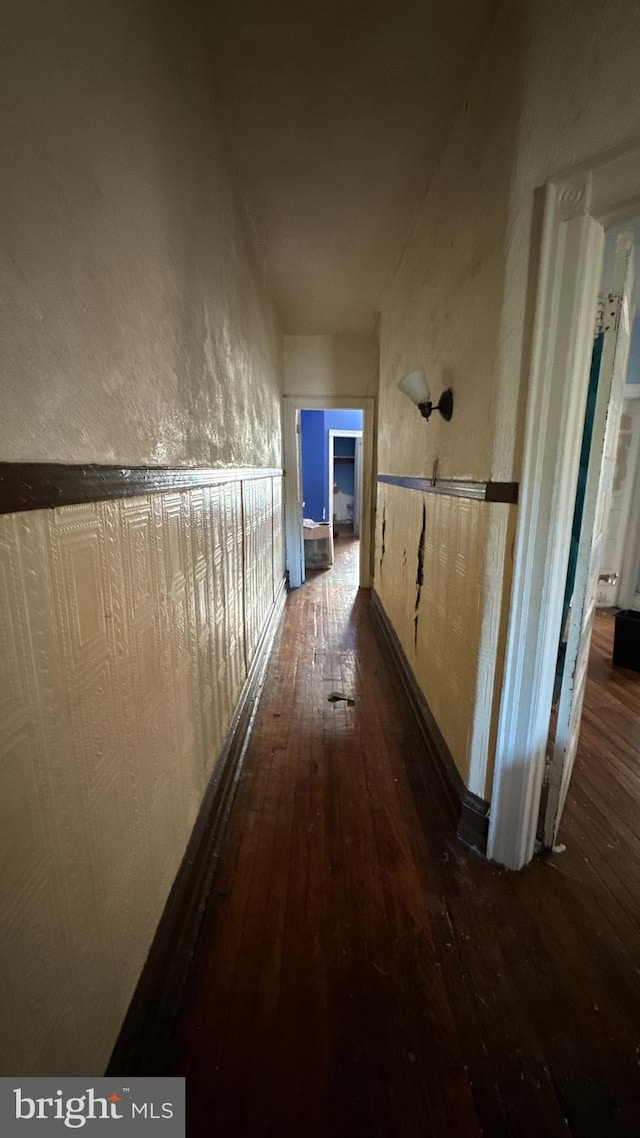 hall featuring dark hardwood / wood-style floors