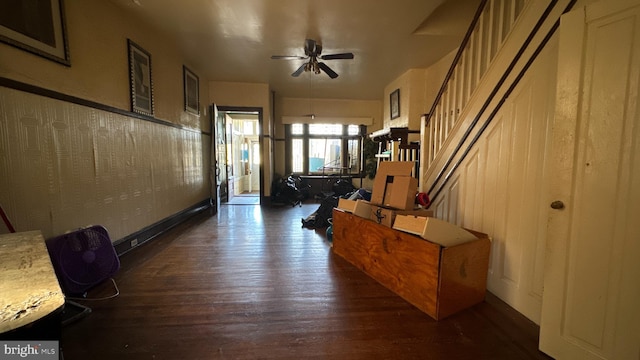 hall featuring dark wood-type flooring