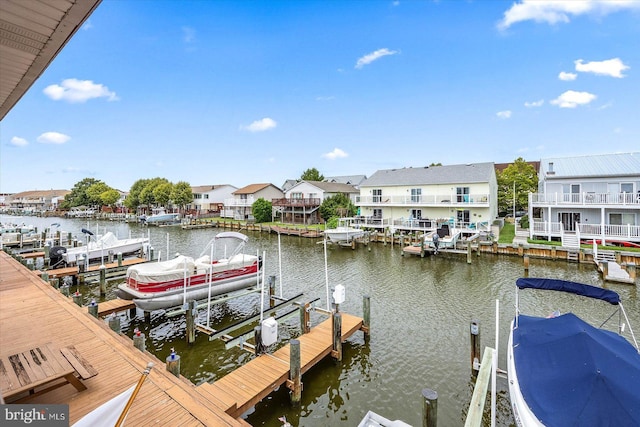 view of dock featuring a water view