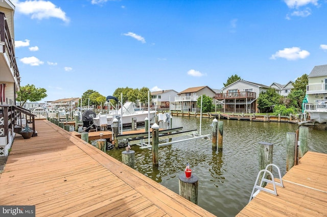 view of dock featuring a water view