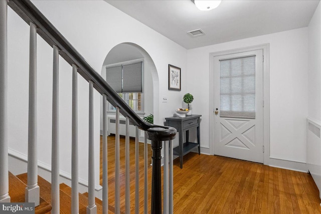 entrance foyer with wood-type flooring