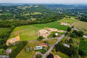 drone / aerial view with a rural view