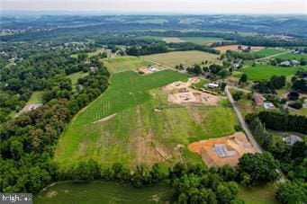 birds eye view of property featuring a rural view