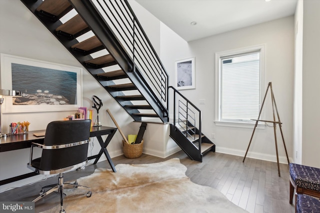 home office featuring light hardwood / wood-style flooring