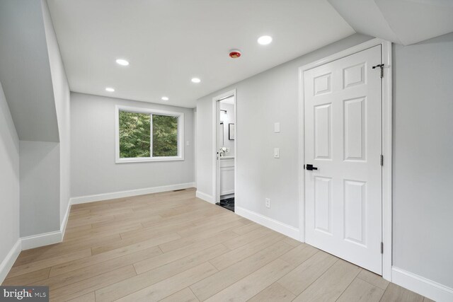 interior space with light hardwood / wood-style flooring