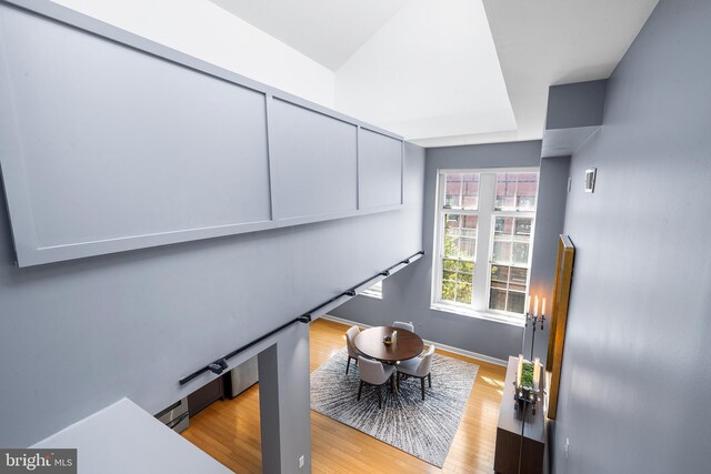 interior space with light hardwood / wood-style floors