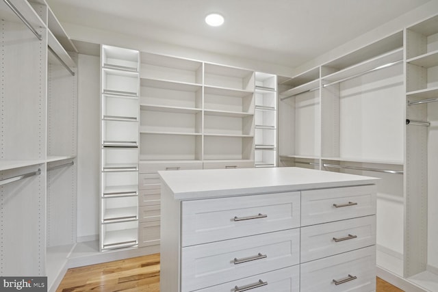 walk in closet featuring light hardwood / wood-style floors