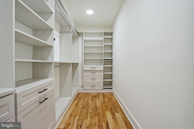 walk in closet featuring light hardwood / wood-style floors