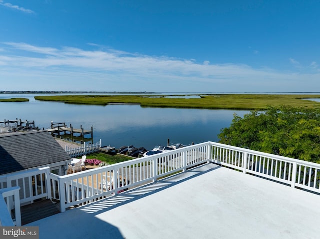 exterior space with a dock