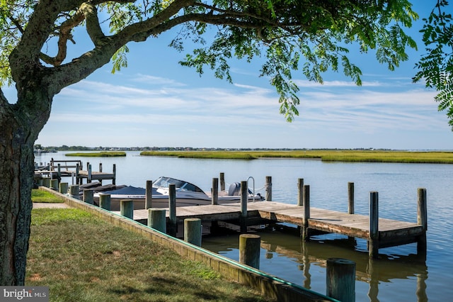 view of dock featuring a water view