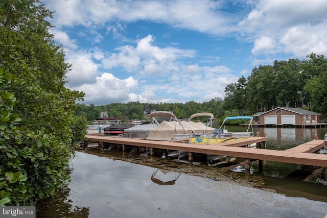 view of dock featuring a water view