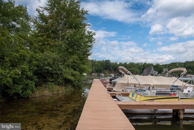 view of dock featuring a water view