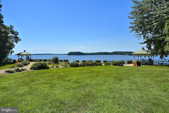 view of water feature with a gazebo