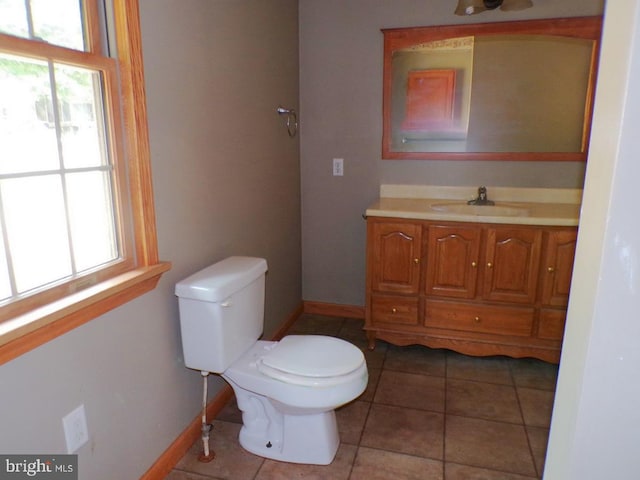 bathroom with tile patterned floors, vanity, and toilet